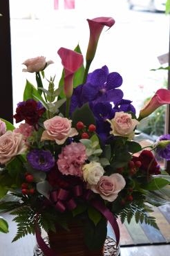 紫を入れての退職祝いのお花♪｜「フラワーショップ花よど」　（熊本県天草市の花キューピット加盟店 花屋）のブログ